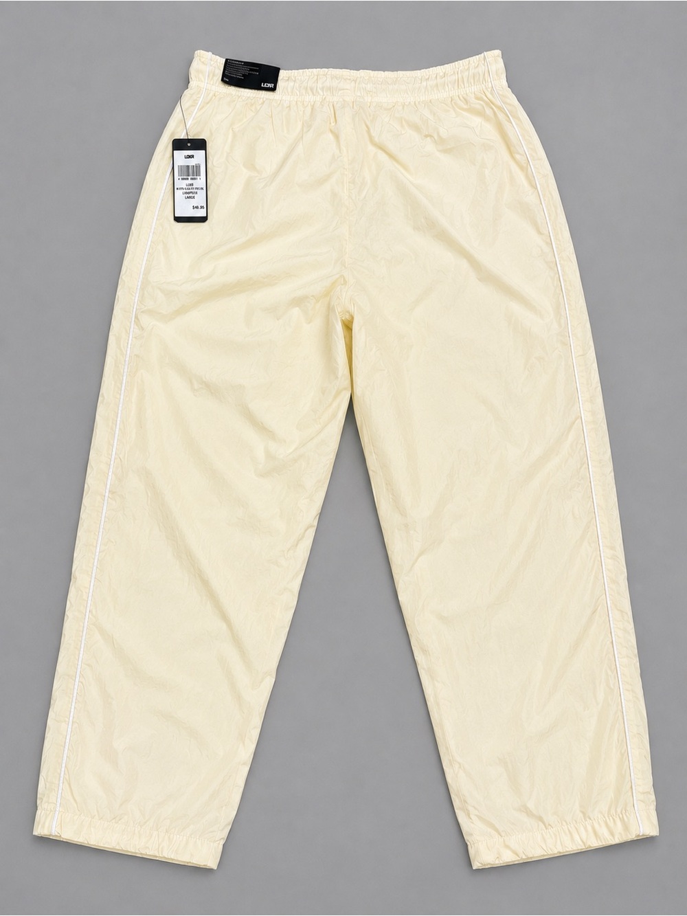 LCKR Men’s Relaxed Fit Track Pants Large Cream Nylon Wide Leg - Picture 3 of 6